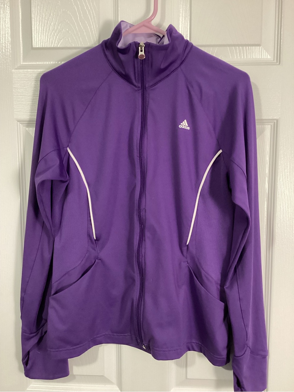 adidas Purple Full-Zip Athletic Jacket with White Trim
